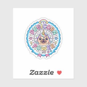Sticker Licorne Pugicorn Puissance Drôle Cadeau Mignon Con