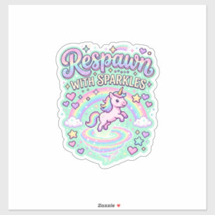 Sticker Licorne Réapparition avec des Paillettes Vecteur P
