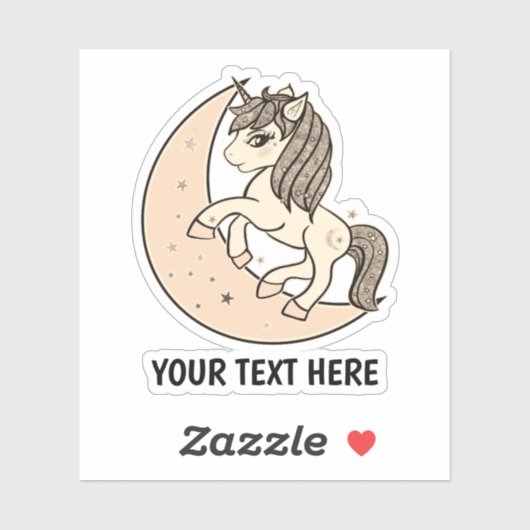 Sticker Licorne Rose Pêche Céleste Lune & Étoiles (Feuille)