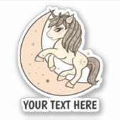 Sticker Licorne Rose Pêche Céleste Lune & Étoiles (Devant)