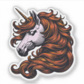 Sticker Licorne rousse drôle de tête (Devant)