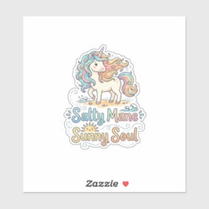 Sticker Licorne Salée Crinière Âme Ensoleillée Conception