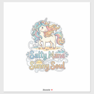 Sticker Licorne Salée Crinière Âme Ensoleillée Conception