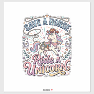 Sticker Licorne Sauve un Cheval Monte une Licorne Impressi