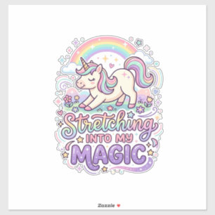 Sticker Licorne s'étirant dans ma typographie audacieuse m