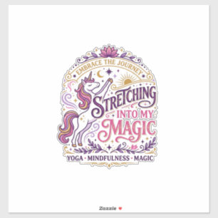 Sticker Licorne s'étirant dans mon magnifique fond blanc s
