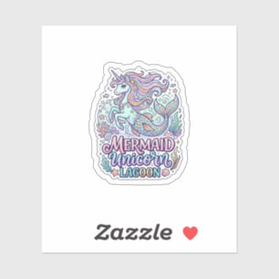 Sticker Licorne Sirène Licorne Lagune Conception Graphique