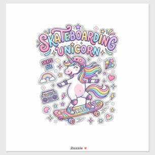 Sticker Licorne skateboarding Licorne Typographie Gras T-S