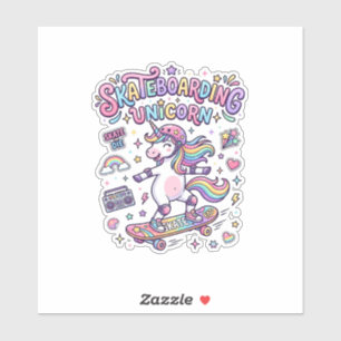 Sticker Licorne skateboarding Licorne Typographie Gras T-S