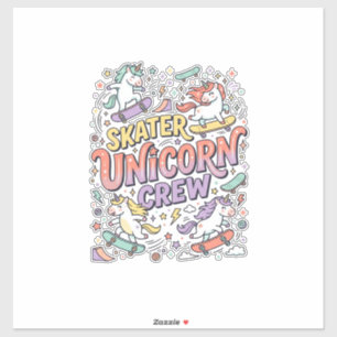 Sticker Licorne Skater Licorne Crew Capricieux Zazzle Desi