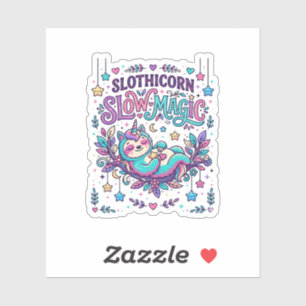 Sticker Licorne Slothicorne Magie Lente Marché Coloré