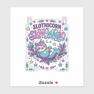 Sticker Licorne Slothicorne Magie Lente Marché Coloré