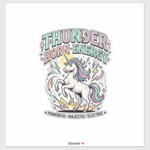 Sticker Licorne Thunder Horn Énergie Produit de Style Rétr