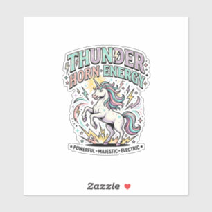 Sticker Licorne Thunder Horn Énergie Produit de Style Rétr