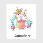 Sticker Licorne Timide avec Oreiller (Feuille)