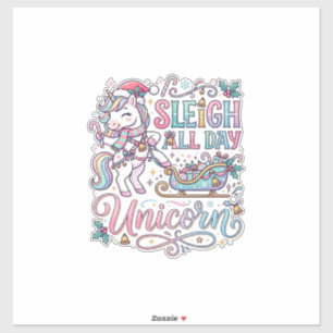 Sticker Licorne Traîneau Toute La Journée Licorne Adorable