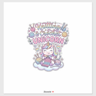 Sticker Licorne Tricot Crochet Licorne Typographie Adorabl