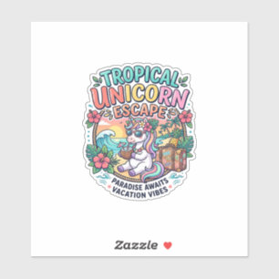 Sticker Licorne Tropical Licorne Évasion POD Prêt POD Artw