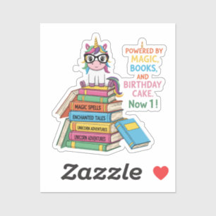 Sticker Licorne Ver de Livre Mignon 1er Anniversaire   Lec