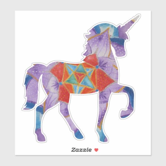 Sticker licorne violette (Feuille)