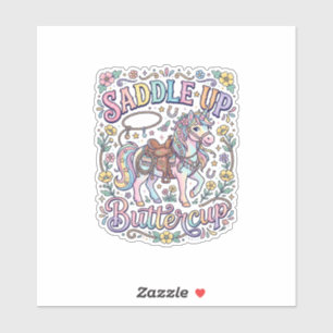 Sticker Licou de licorne papillon arc-en-ciel fond blanc