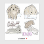 Sticker Lièvres avec collection de texte (Feuille)