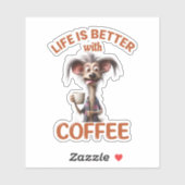 STICKER LIFE IS BETTER WITH A COFFEE, LION (Feuille)