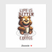 STICKER LIFE IS BETTER WITH A COFFEE, LION (Feuille)