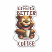 STICKER LIFE IS BETTER WITH A COFFEE, LION (Devant)