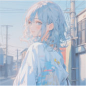 Sticker Light blue girl | 東京娘 GenerartiveAI シール (Devant)