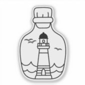 Sticker Lighthouse Black and White Nautical (Devant)