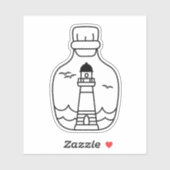 Sticker Lighthouse Black and White Nautical (Feuille)