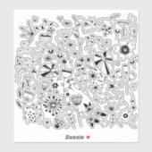 Sticker Ligne monochrome florale (Feuille)