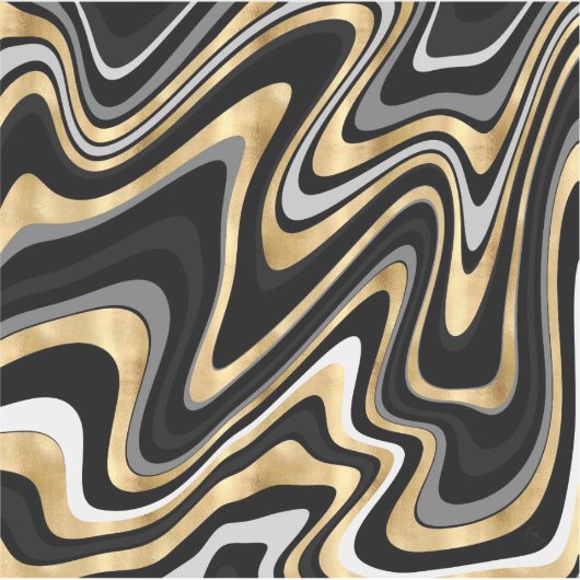 Sticker Lignes Wavy Or Noir Rétro Design moderne (Devant)