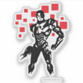 Sticker Ligue de Justice | Cyborg Digital Noir Pop Art (Devant)