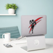 Sticker Ligue de Justice | Flash Running Noir Pop Art (Ordinateur portable sur le bureau)