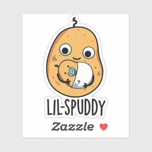 Sticker Lil Spuddy Funny Potato Pun (Feuille)