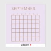 Sticker Lilac Calendrier de septembre non daté pour l'orga (Feuille)