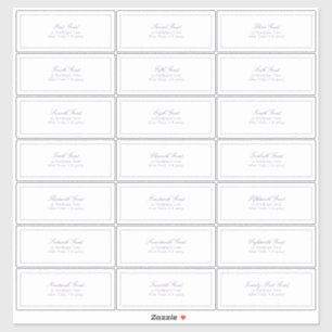 Sticker Lilac Lavender Classic Script Adresse Invité