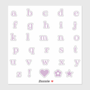 Sticker Lilac Lettres de texte Coque inférieur Alphabet Ét