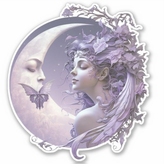 Sticker Lilac Lune Fée et Papillon (Devant)