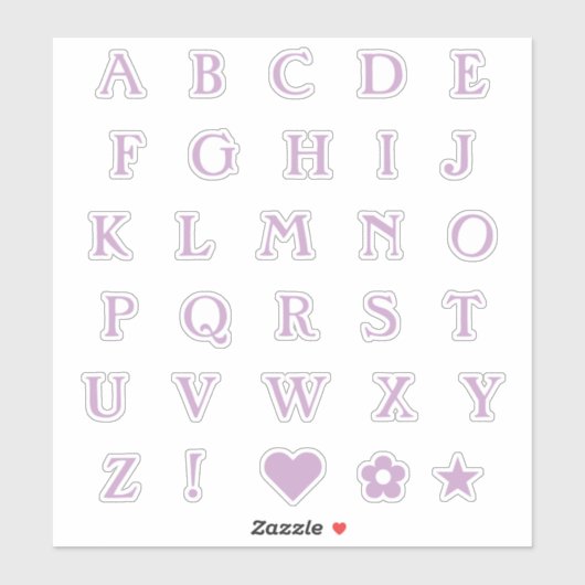 Sticker Lilac Monogramme Lettres Texte Alphabet Étoile car (Feuille)