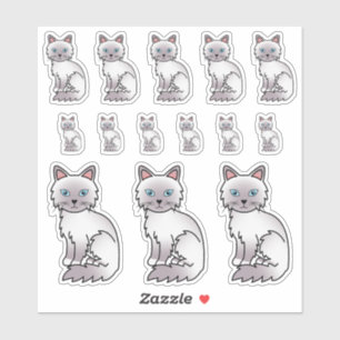 Sticker Lilac Point Birman / Ragdoll Cute Cartoon Chats