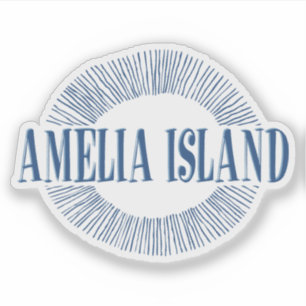 Sticker L'île d'Amelia en bleu avec design solaire