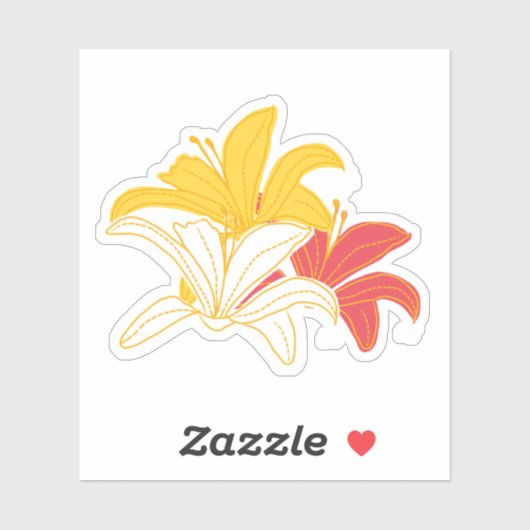 Sticker Lilium Orange Jaune Clair Blanc (Feuille)
