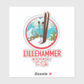 Sticker Lillehammer Norvège logo Ski (Feuille)