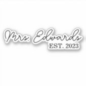 Sticker Limite Cursive Mme Custom Nom de famille Mariage C (Devant)