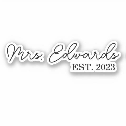 Sticker Limite Cursive Mme Custom Nom de famille Mariage C (Devant)