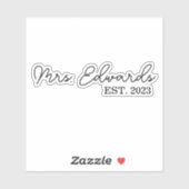 Sticker Limite Cursive Mme Custom Nom de famille Mariage C (Feuille)