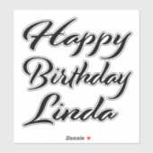 Sticker Linda Nom Prénom Anniversaire de la Broderie noire (Feuille)